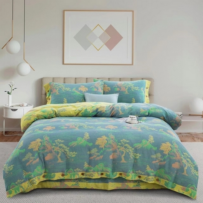 91家纺网 家纺一手货源 找家纺 （总）双层纱家居 2026新款素色系列亲肤柔软全棉四件套