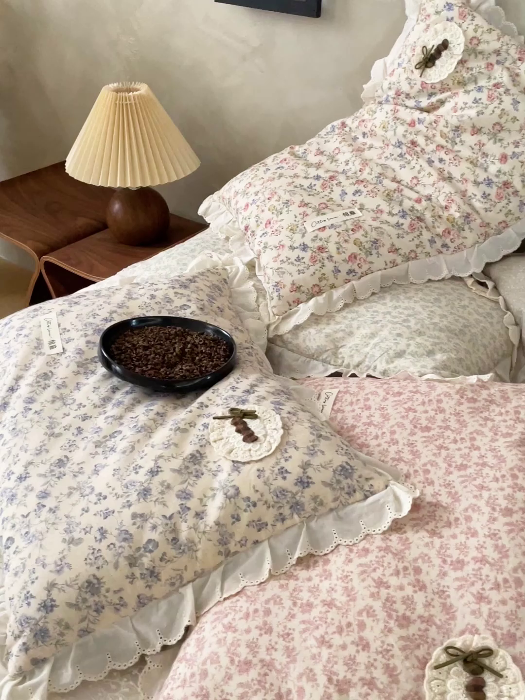 91家纺网 家纺一手货源 找家纺 她喜爱枕芯 2026新款全棉纯棉小碎花棉麻荞麦枕枕头枕芯 汀兰花