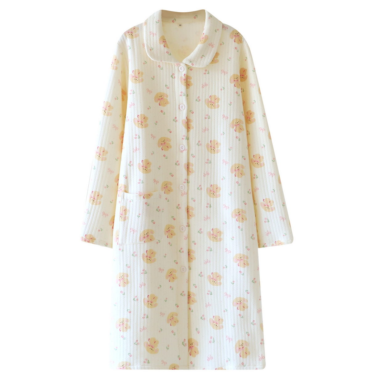 91家纺网 家纺一手货源 找家纺 （总）洛兰沙家居馆 秋冬季新款睡裙女长袖空气棉夹棉保暖宽松大码浴衣纯棉浴袍可外穿