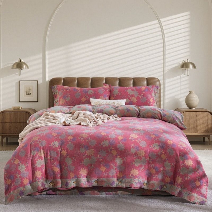 91家纺网 家纺一手货源 找家纺 （总）双层纱家居 2026新款素色系列亲肤柔软全棉四件套