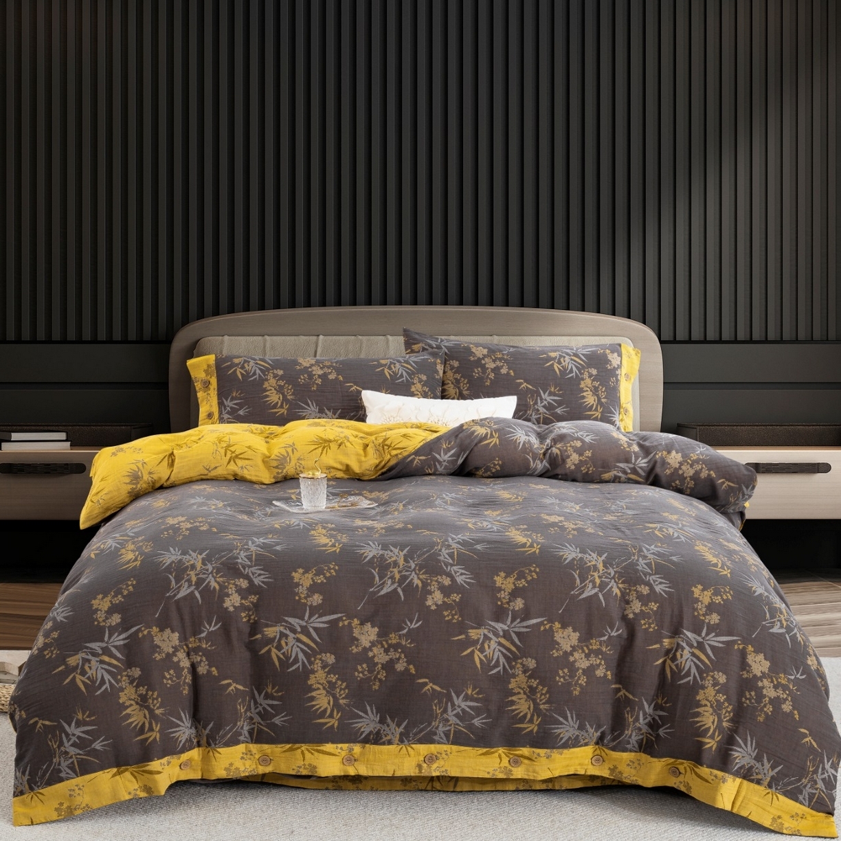 91家纺网 家纺一手货源 找家纺 （总）双层纱家居 2026新款素色系列亲肤柔软全棉四件套