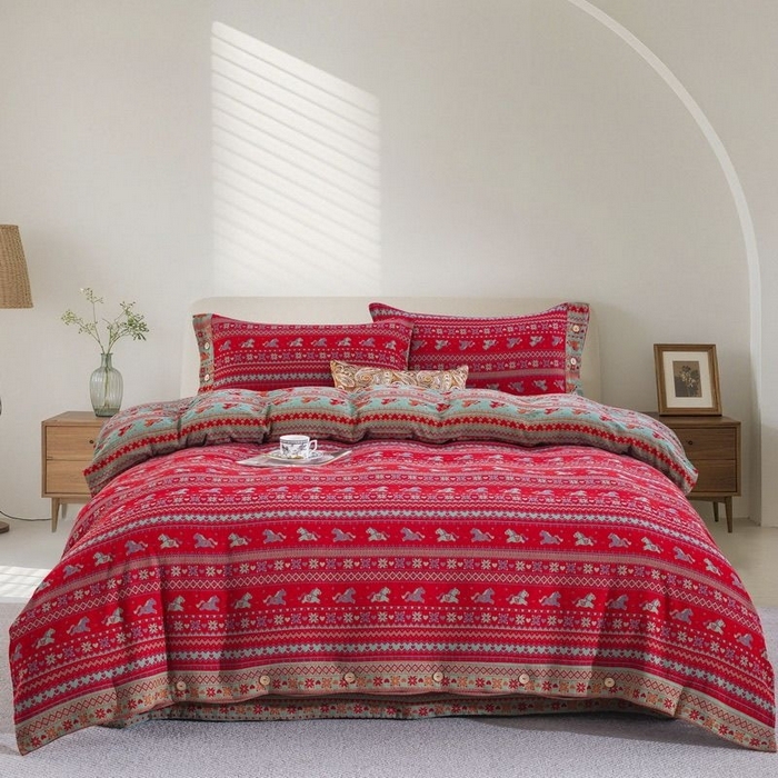 91家纺网 家纺一手货源 找家纺 （总）双层纱家居 2026新款素色系列亲肤柔软全棉四件套