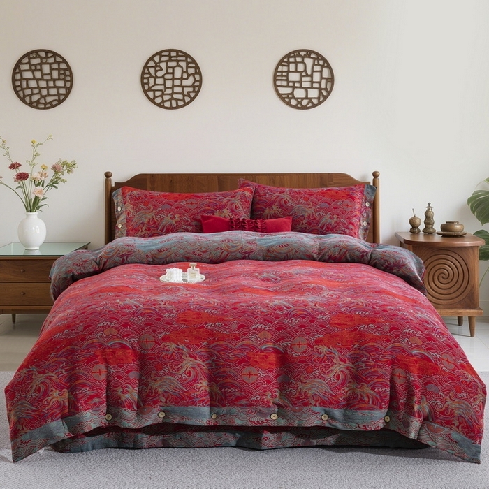 91家纺网 家纺一手货源 找家纺 （总）双层纱家居 2026新款素色系列亲肤柔软全棉四件套