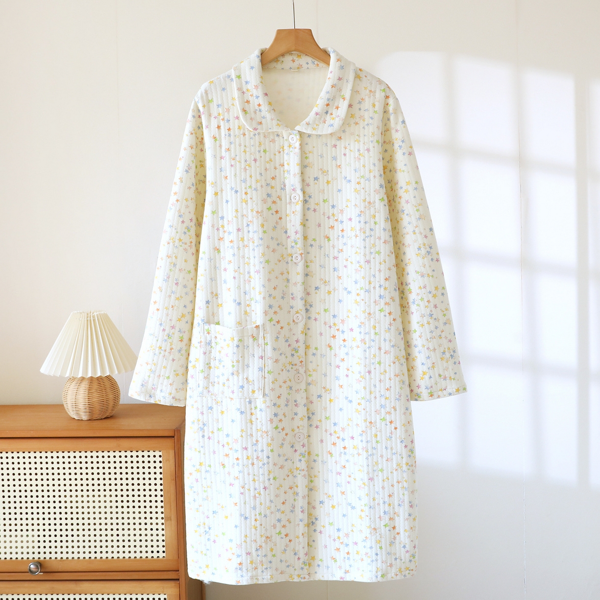 91家纺网 家纺一手货源 找家纺 （总）洛兰沙 春秋季纯棉开衫翻领睡衣少女卡通甜美长袖可外穿家居服套装