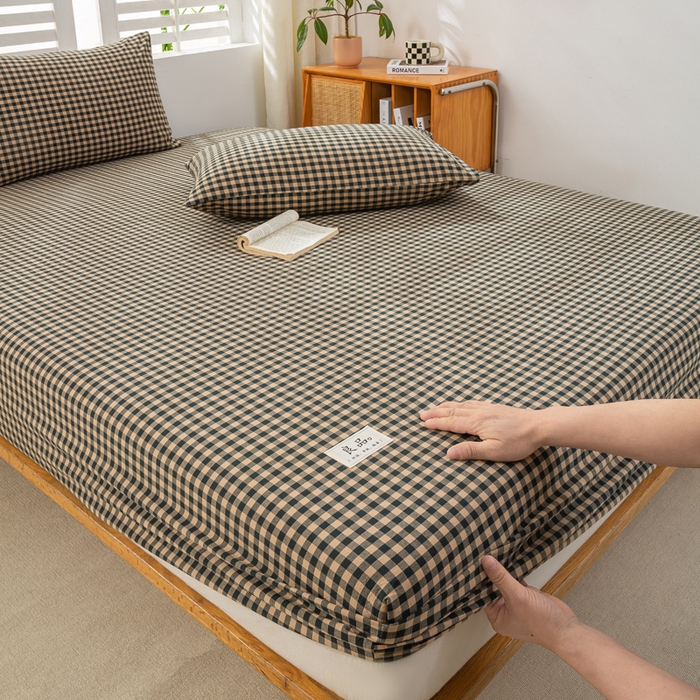 91家纺网 家纺一手货源 找家纺 恋人优选 2026新款全棉纯棉水洗棉单床笠床笠单件 素格-绿（有标款）