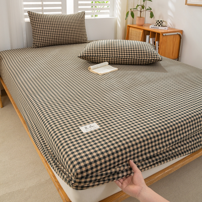 91家纺网 家纺一手货源 找家纺 恋人优选 2026新款全棉纯棉水洗棉单床笠床笠单件 素格-绿（有标款）