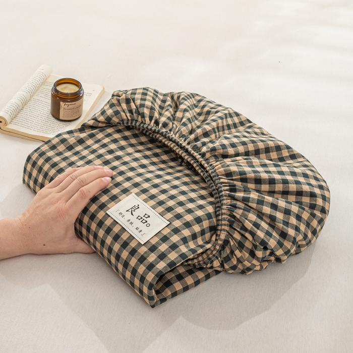 91家纺网 家纺一手货源 找家纺 恋人优选 2026新款全棉纯棉水洗棉单床笠床笠单件 素格-绿（有标款）