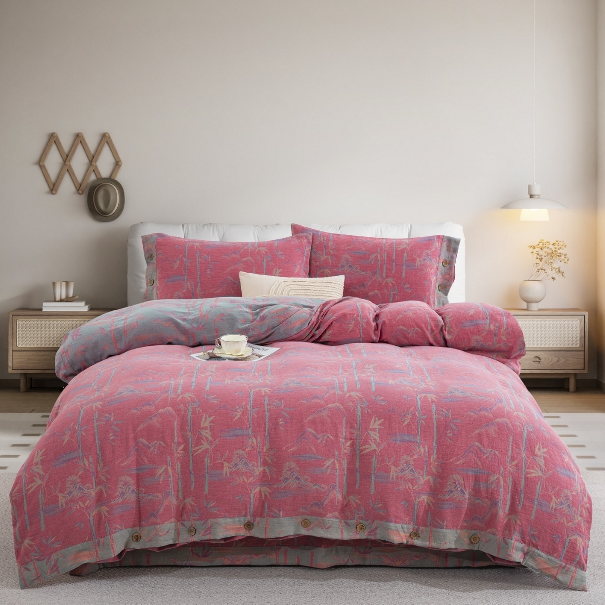 91家纺网 家纺一手货源 找家纺 （总）双层纱家居 2026新款素色系列亲肤柔软全棉四件套