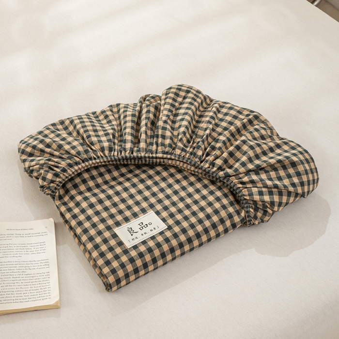 91家纺网 家纺一手货源 找家纺 恋人优选 2026新款全棉纯棉水洗棉单床笠床笠单件 素格-绿（有标款）