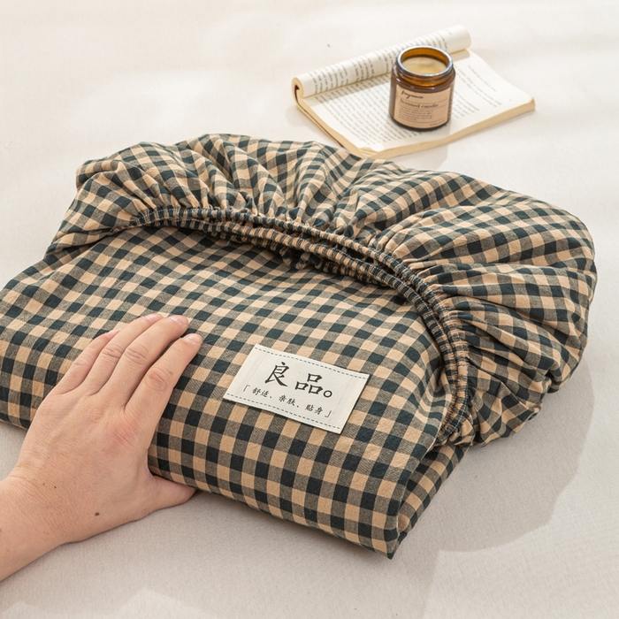 91家纺网 家纺一手货源 找家纺 恋人优选 2026新款全棉纯棉水洗棉单床笠床笠单件 素格-绿（有标款）