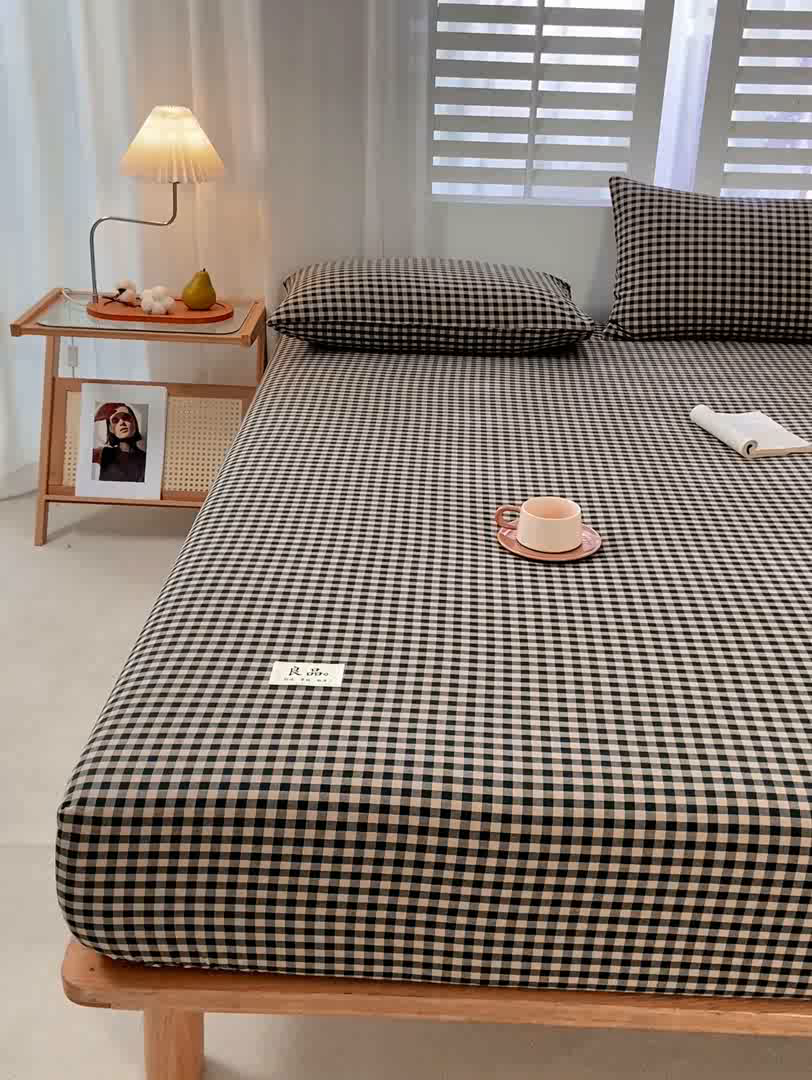 91家纺网 家纺一手货源 找家纺 恋人优选 2026新款全棉纯棉水洗棉单床笠床笠单件 素格-绿（有标款）