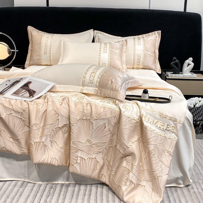 91家纺网 家纺一手货源 找家纺 （总）子曰 2026新款浮雕水洗真丝夏被四件套