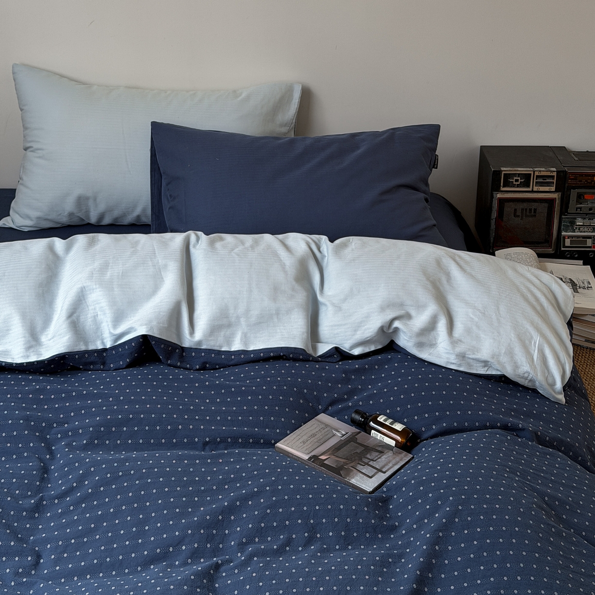 91家纺网 家纺一手货源 找家纺 （总）蜜宿 2026新款全棉纯棉提花四件套蓝色轨迹