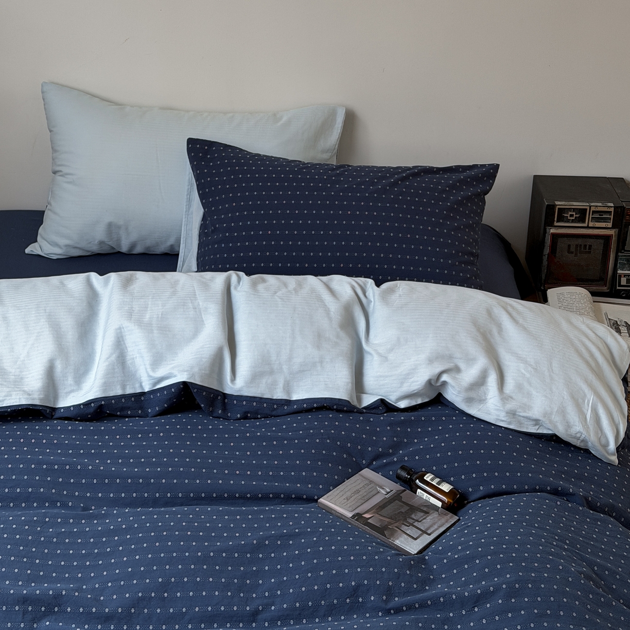 蜜宿 2026新款全棉纯棉提花四件套蓝色轨迹 蓝色轨迹（枕套提花+樱兰）