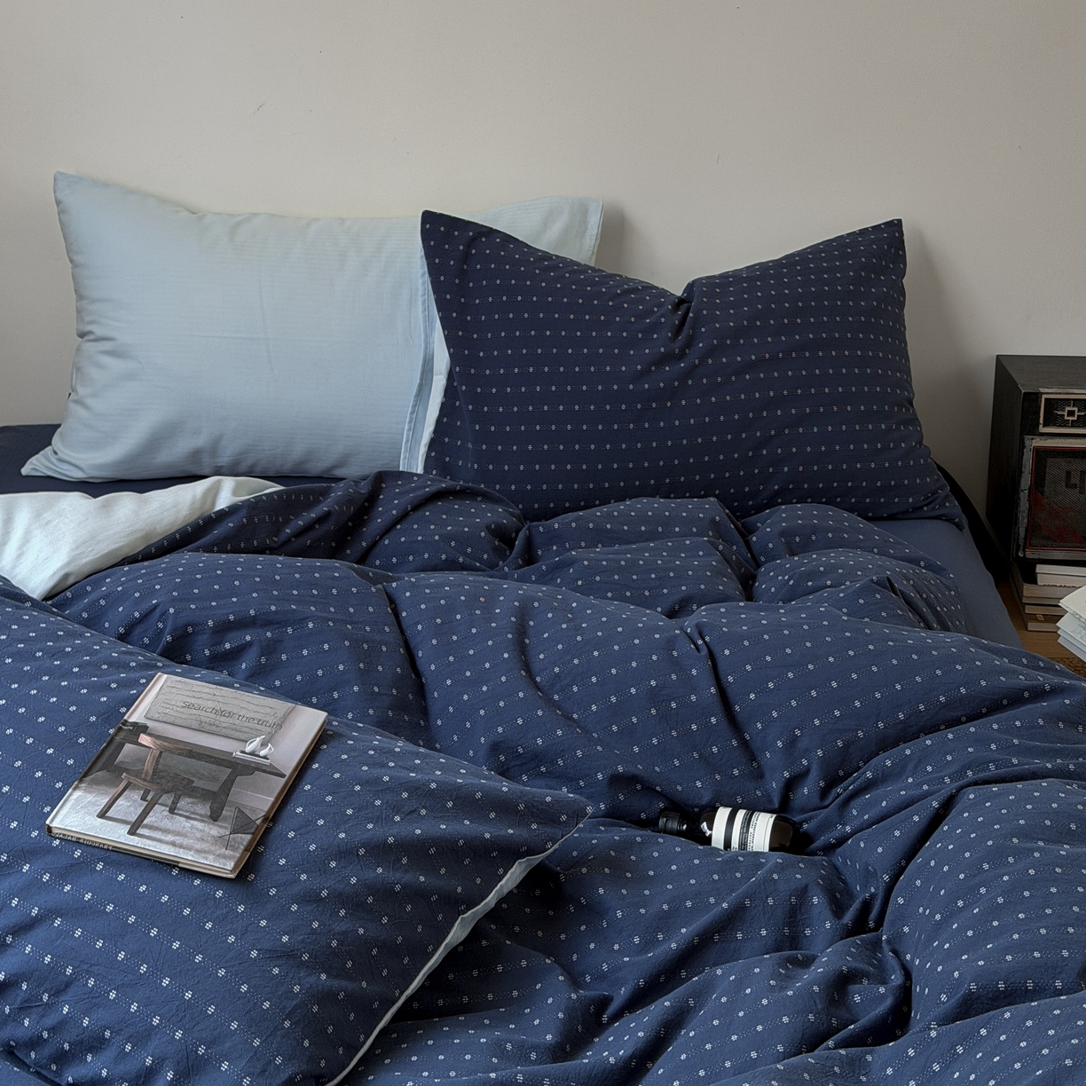 91家纺网 家纺一手货源 找家纺 蜜宿 2026新款全棉纯棉提花四件套蓝色轨迹 蓝色轨迹（枕套提花+樱兰）