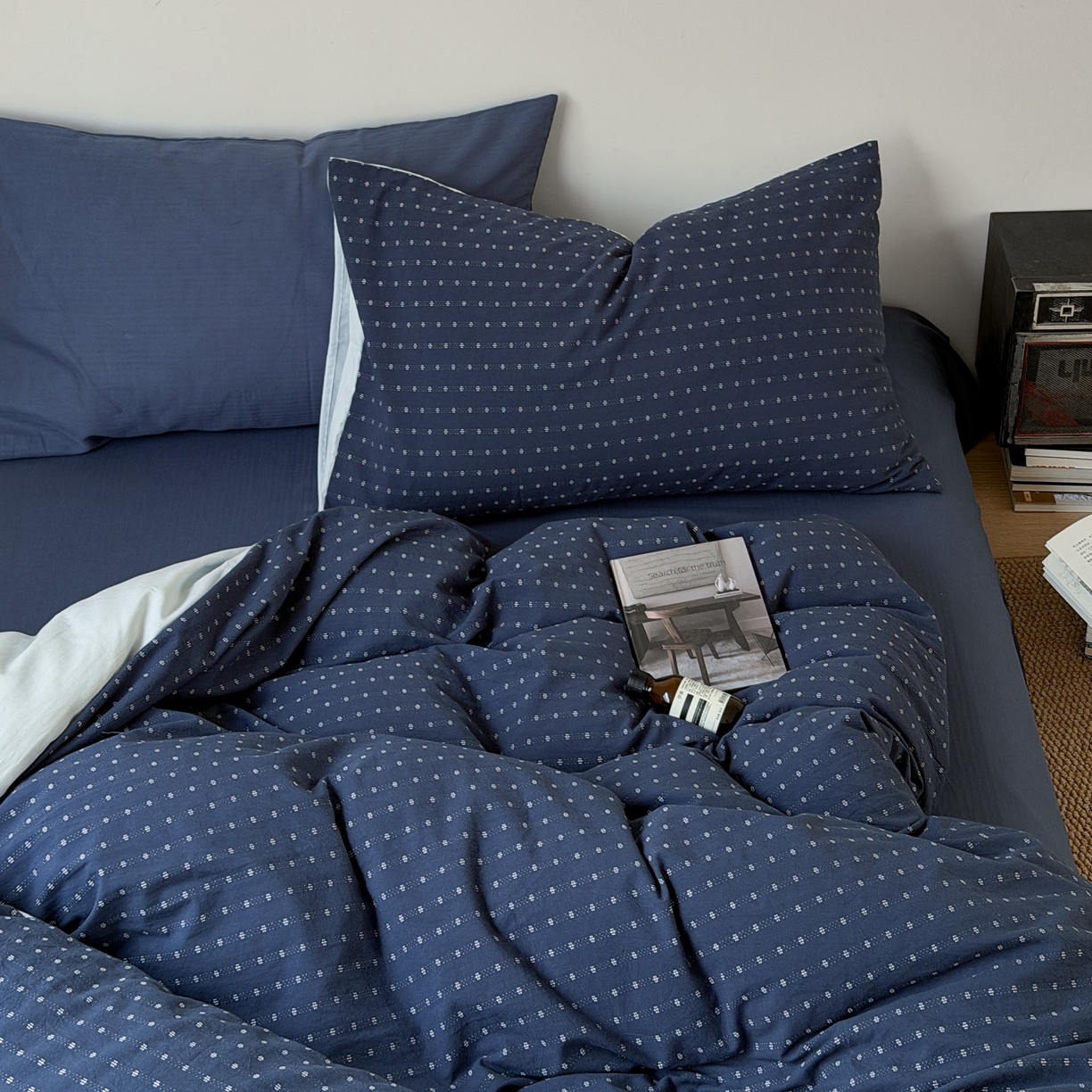 91家纺网 家纺一手货源 找家纺 蜜宿 2026新款全棉纯棉提花四件套蓝色轨迹 蓝色轨迹（枕套提花+樱兰）