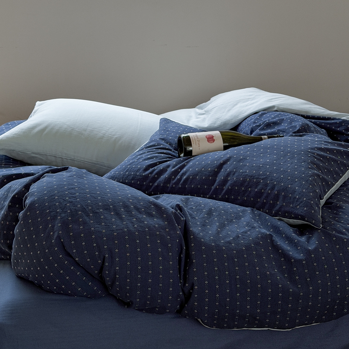 91家纺网 家纺一手货源 找家纺 蜜宿 2026新款全棉纯棉提花四件套蓝色轨迹 蓝色轨迹（枕套提花+樱兰）