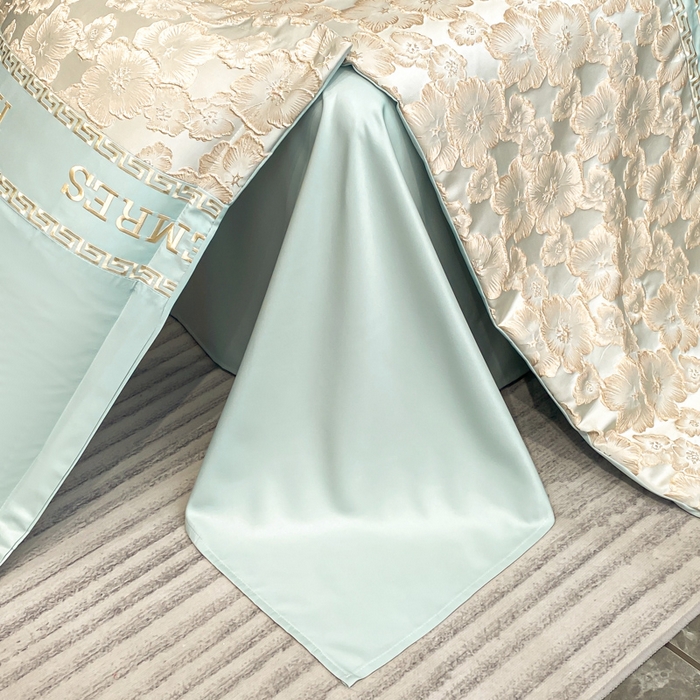 91家纺网 家纺一手货源 找家纺 子曰 2026新款浮雕水洗真丝夏被四件套 花开朵朵-绿