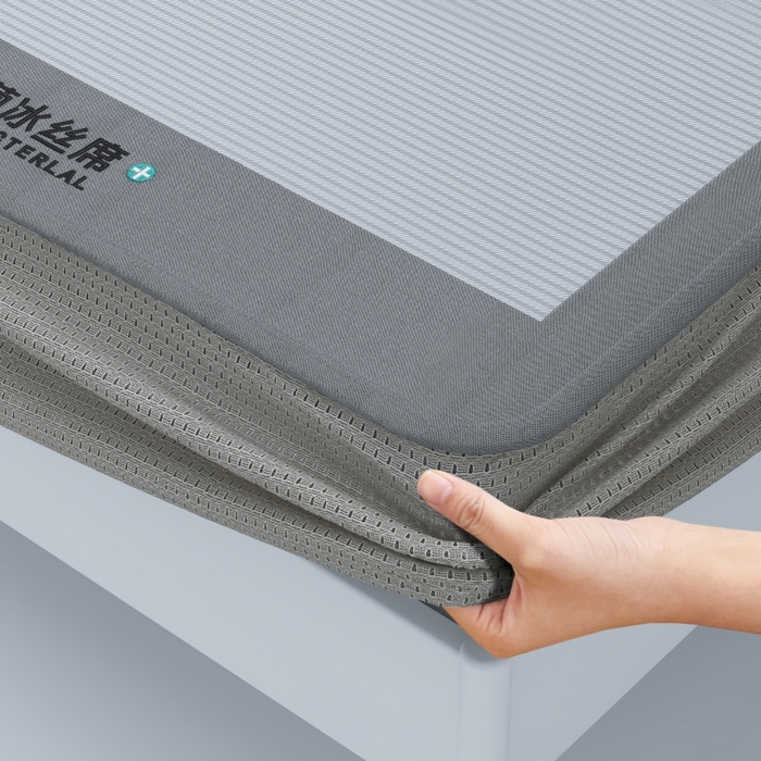 91家纺网 家纺一手货源 找家纺 YYDS网供 2026新款冰丝夏天凉席冰丝席床笠可水洗家用折叠空调软席子三件套学生宿舍-床笠款 雪山冰晶灰