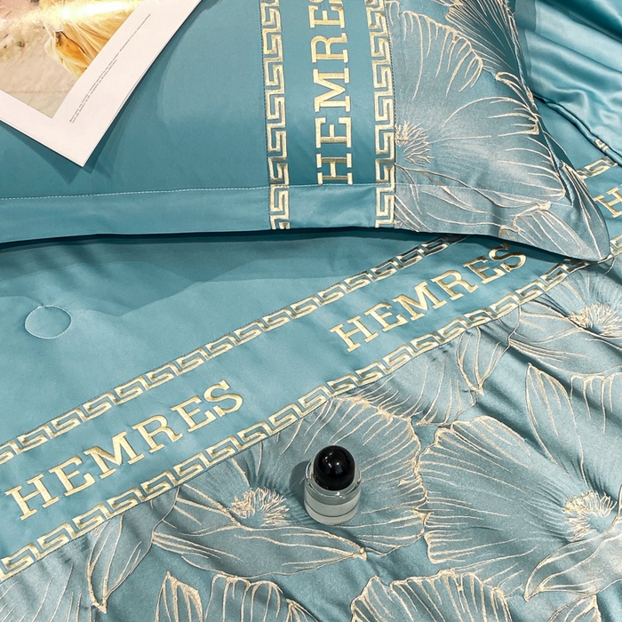 91家纺网 家纺一手货源 找家纺 子曰 2026新款浮雕水洗真丝夏被四件套 花语-蓝