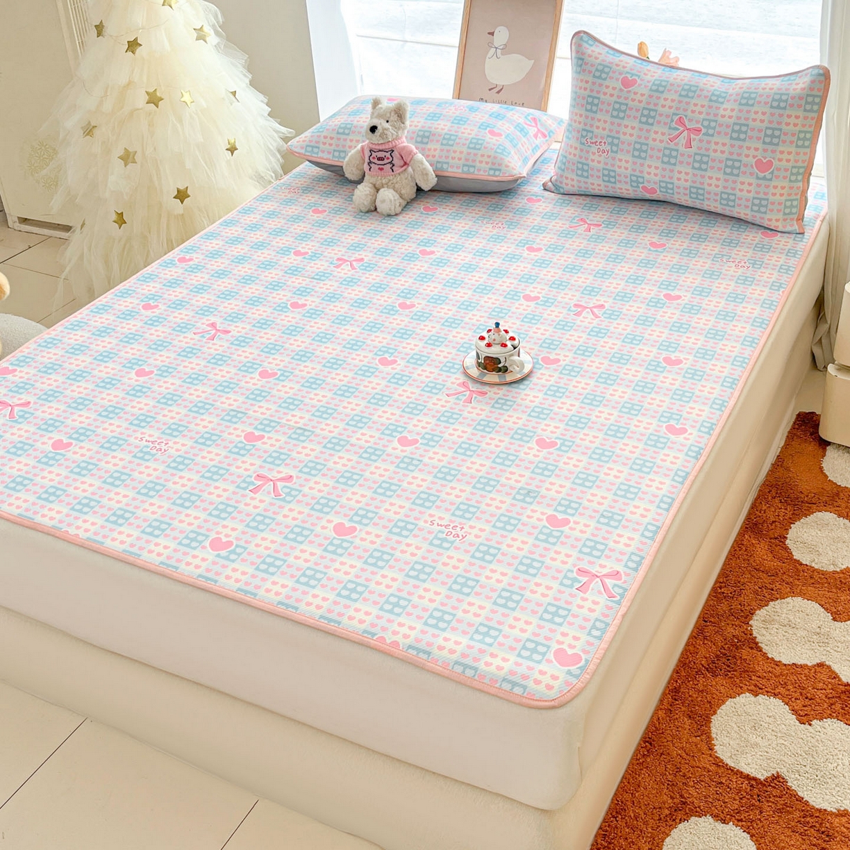 91家纺网 家纺一手货源 找家纺 川悦生活 2026新款小阪冰丝冰丝数码印花凉席大床 席甜梦心愿