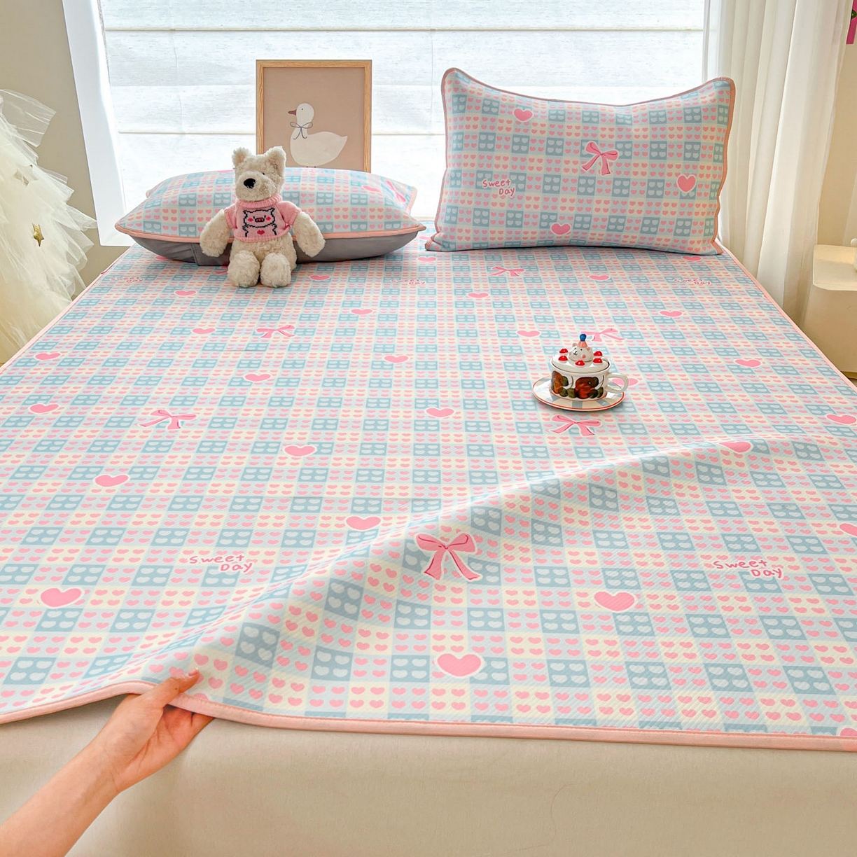 91家纺网 家纺一手货源 找家纺 川悦生活 2026新款小阪冰丝冰丝数码印花凉席大床 席甜梦心愿