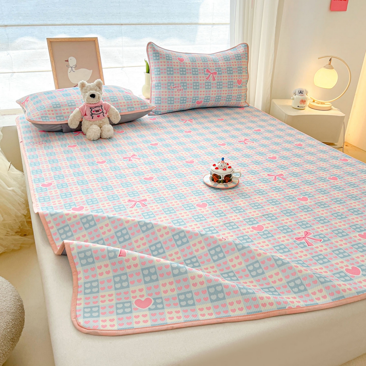 91家纺网 家纺一手货源 找家纺 川悦生活 2026新款小阪冰丝冰丝数码印花凉席大床 席甜梦心愿