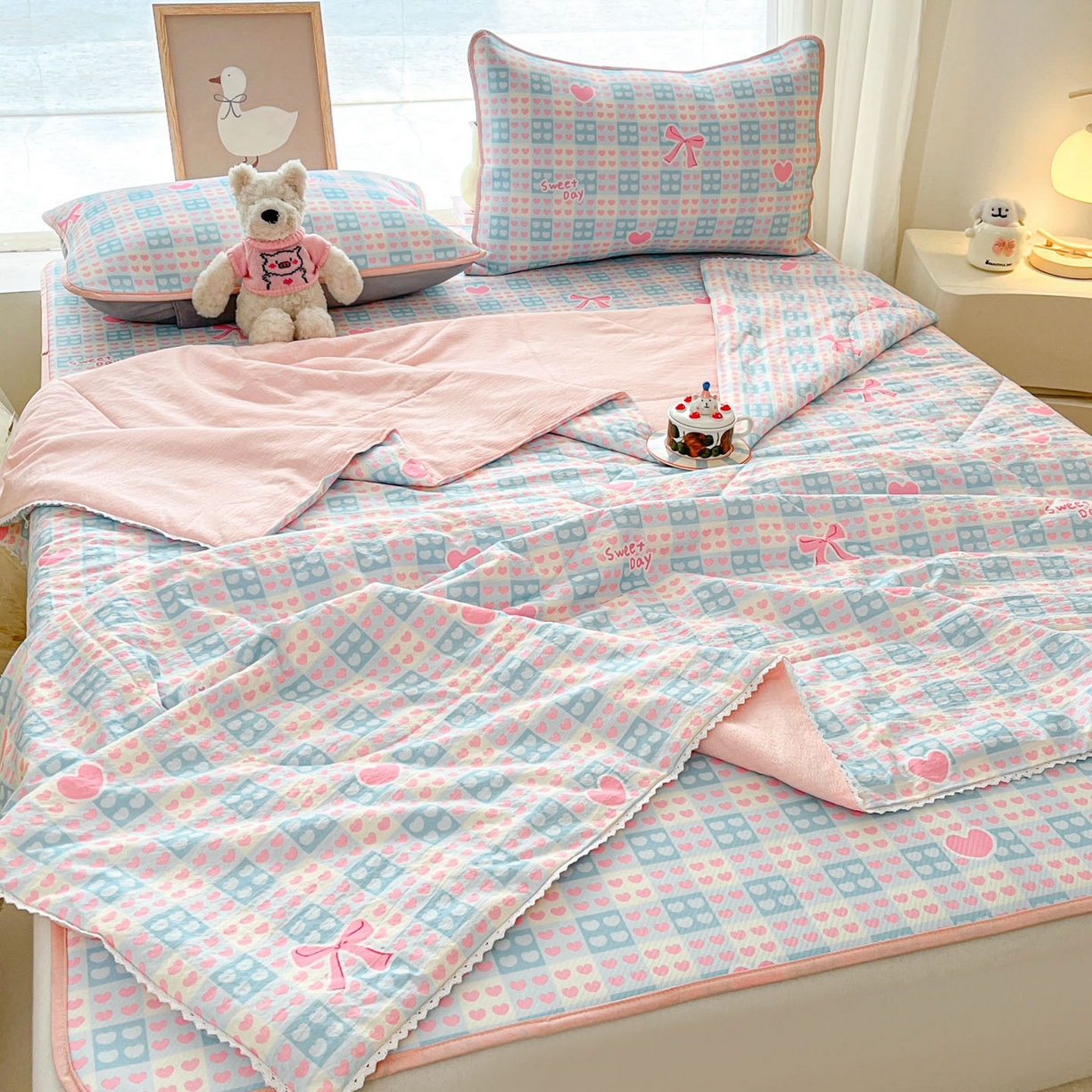 91家纺网 家纺一手货源 找家纺 川悦生活 2026新款小阪冰丝冰丝数码印花凉席大床 席甜梦心愿