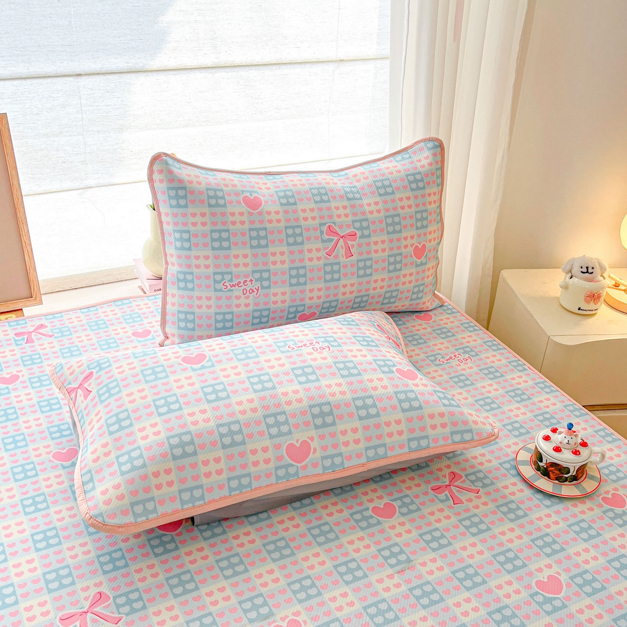 91家纺网 家纺一手货源 找家纺 川悦生活 2026新款小阪冰丝冰丝数码印花凉席大床 席甜梦心愿