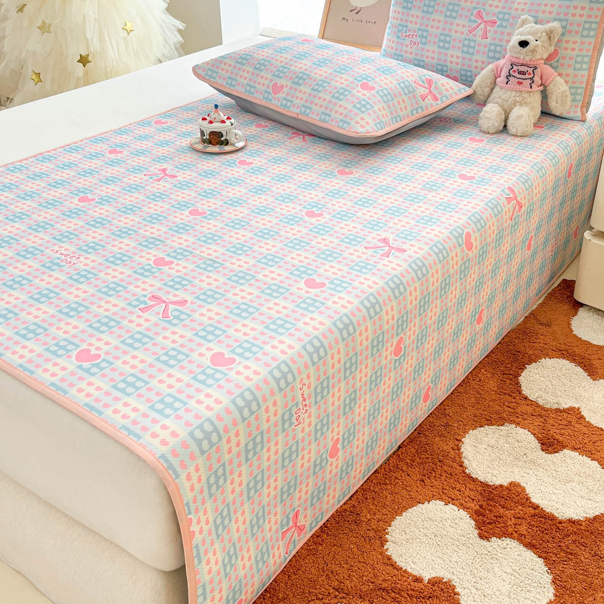 91家纺网 家纺一手货源 找家纺 川悦生活 2026新款小阪冰丝冰丝数码印花凉席大床 席甜梦心愿