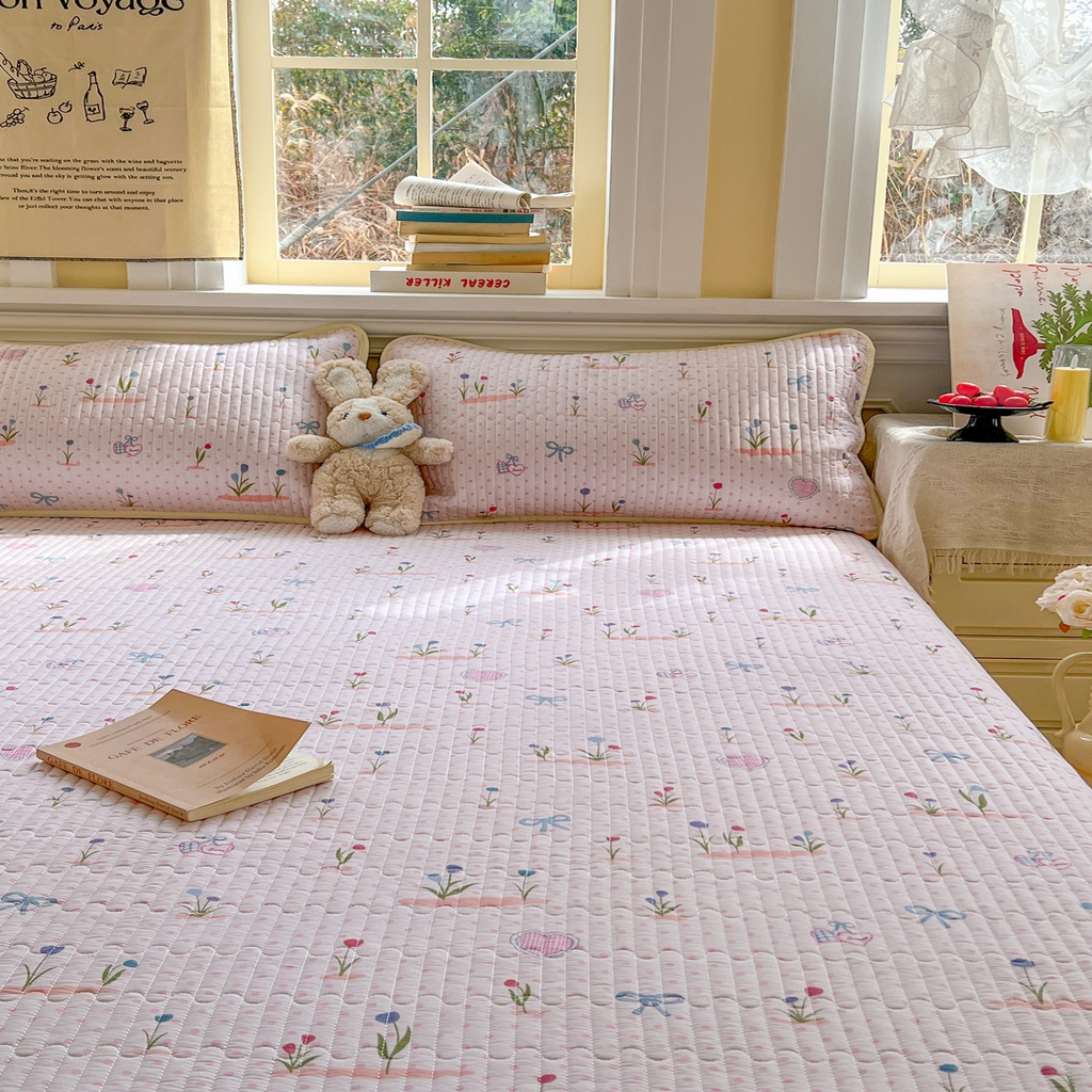 91家纺网 家纺一手货源 找家纺 梵克保罗 2026新款A类小清新四季可用学生宿舍床单  单件夹棉炕盖床盖炕毯三件套 觅香