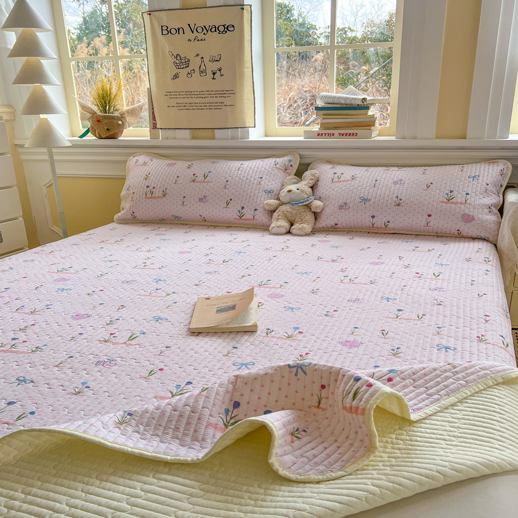 91家纺网 家纺一手货源 找家纺 梵克保罗 2026新款A类小清新四季可用学生宿舍床单  单件夹棉炕盖床盖炕毯三件套 觅香