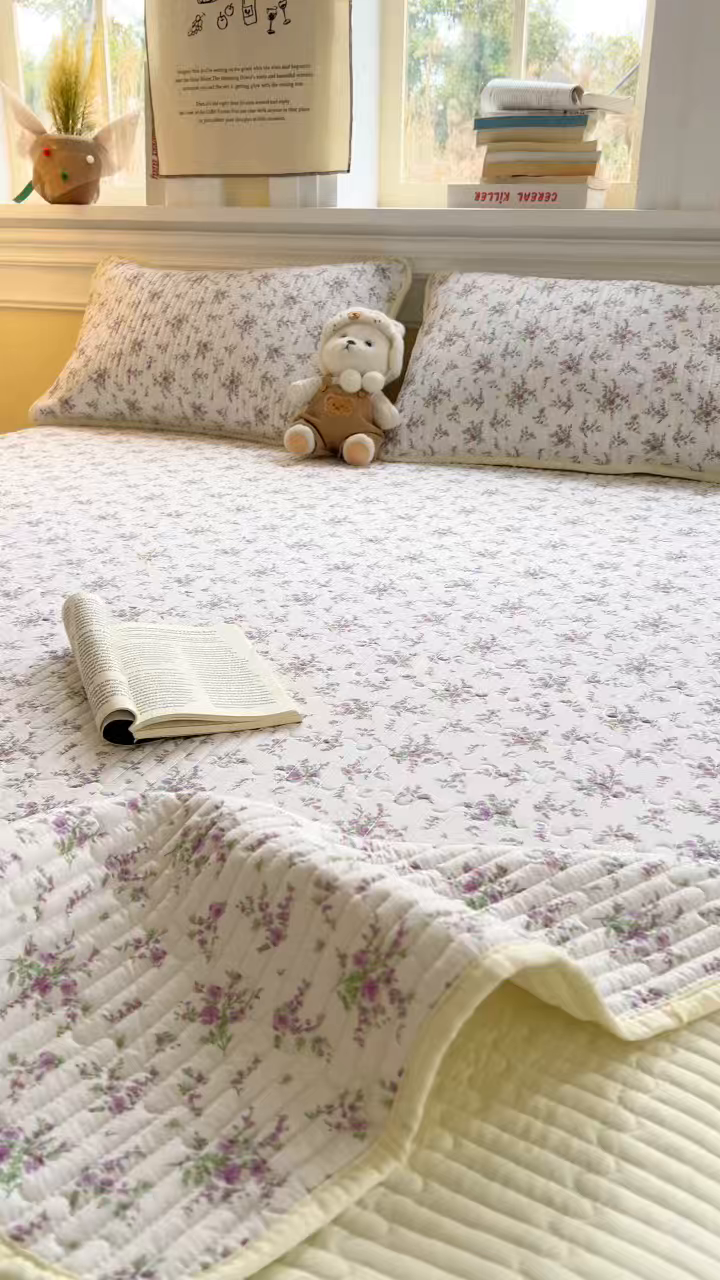 91家纺网 家纺一手货源 找家纺 梵克保罗 2026新款A类小清新四季可用学生宿舍床单  单件夹棉炕盖床盖炕毯三件套 觅香