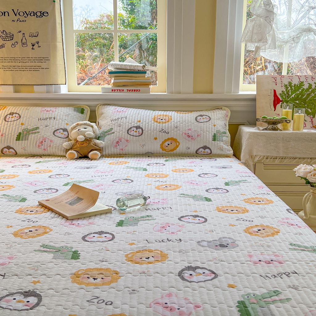 91家纺网 家纺一手货源 找家纺 梵克保罗 2026新款A类小清新四季可用学生宿舍床单  单件夹棉炕盖床盖炕毯三件套 幸运乐园