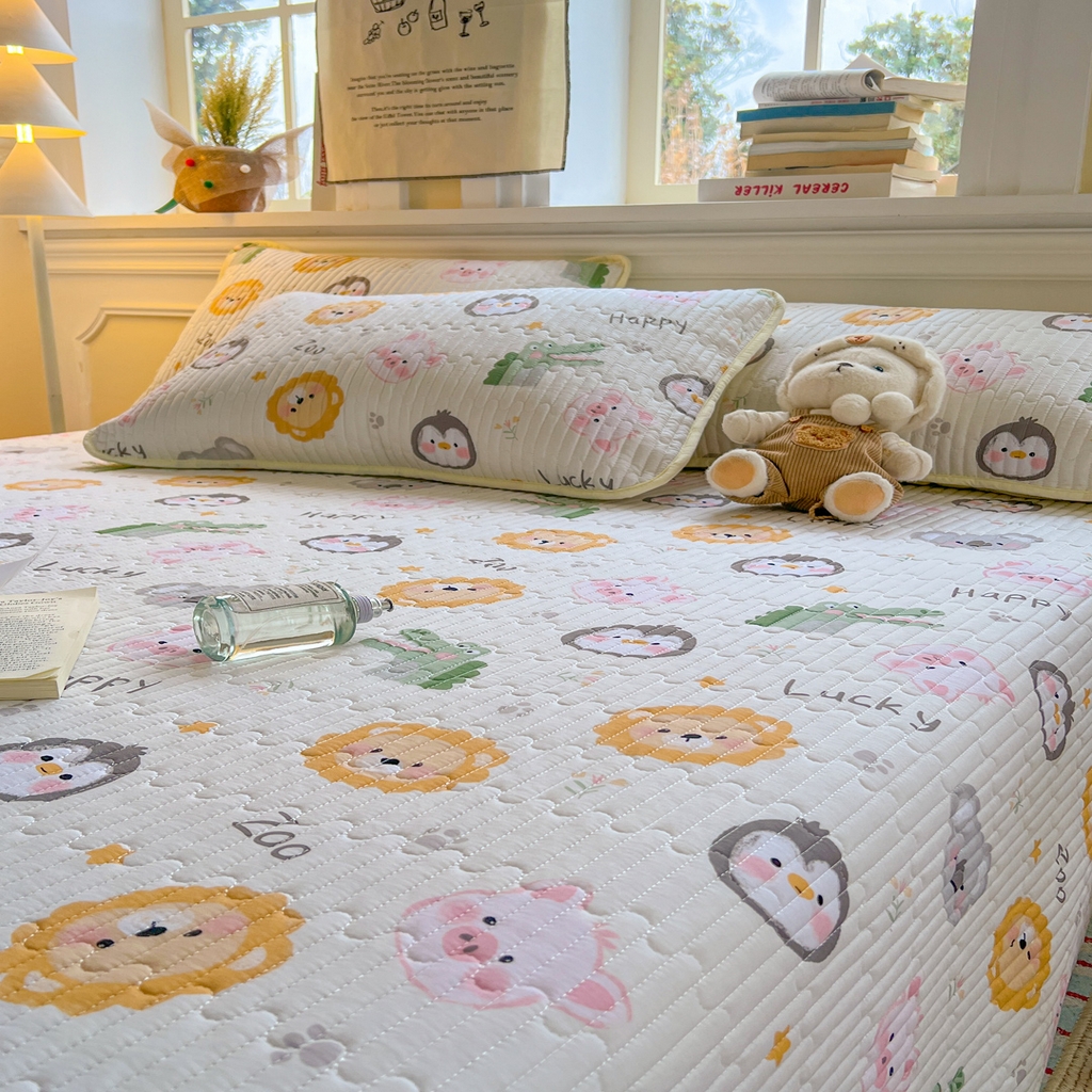 91家纺网 家纺一手货源 找家纺 梵克保罗 2026新款A类小清新四季可用学生宿舍床单  单件夹棉炕盖床盖炕毯三件套 幸运乐园