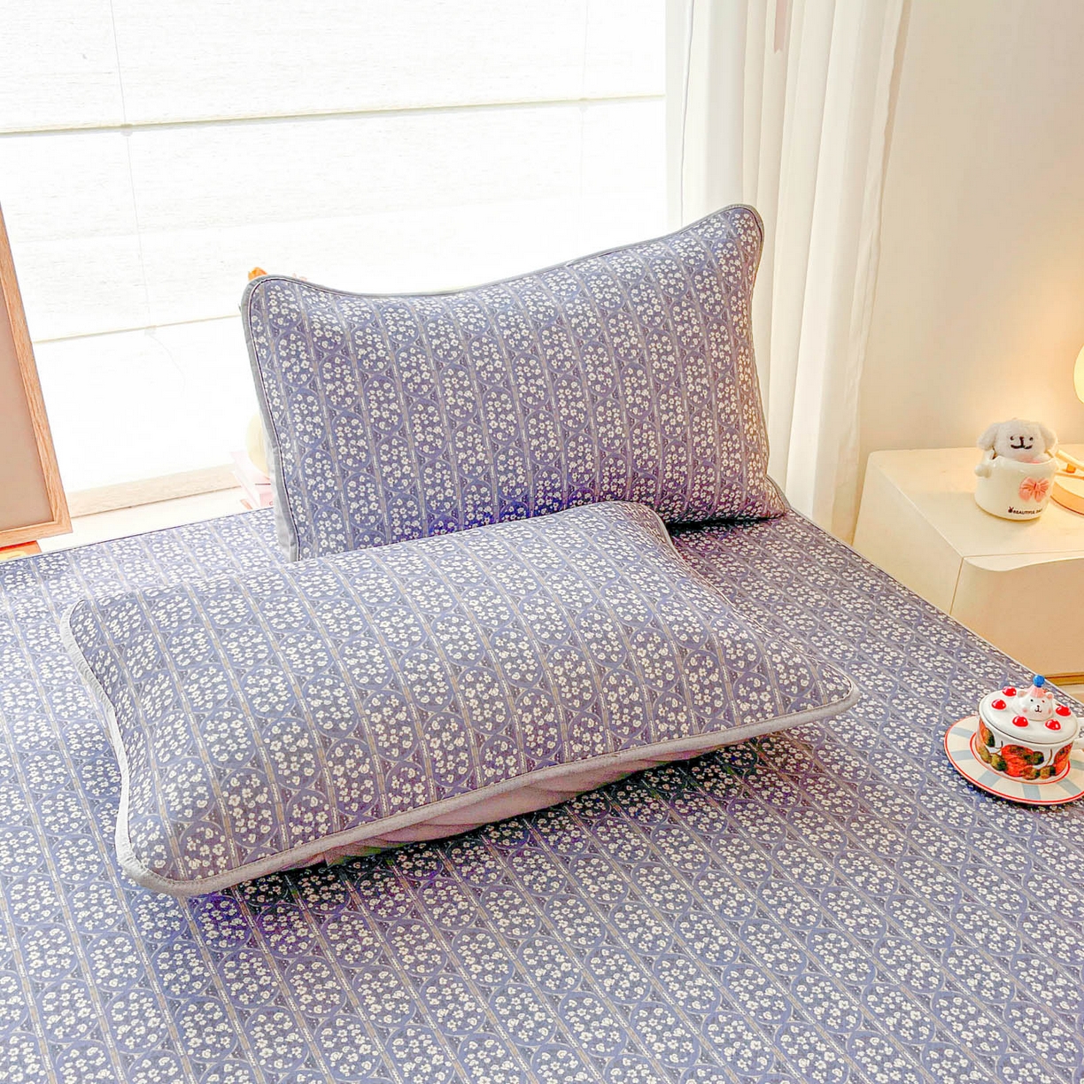 91家纺网 家纺一手货源 找家纺 川悦生活 2026新款小阪冰丝冰丝数码印花凉席大床 席西斯花圃