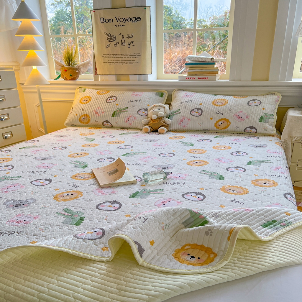 91家纺网 家纺一手货源 找家纺 梵克保罗 2026新款A类小清新四季可用学生宿舍床单  单件夹棉炕盖床盖炕毯三件套 幸运乐园