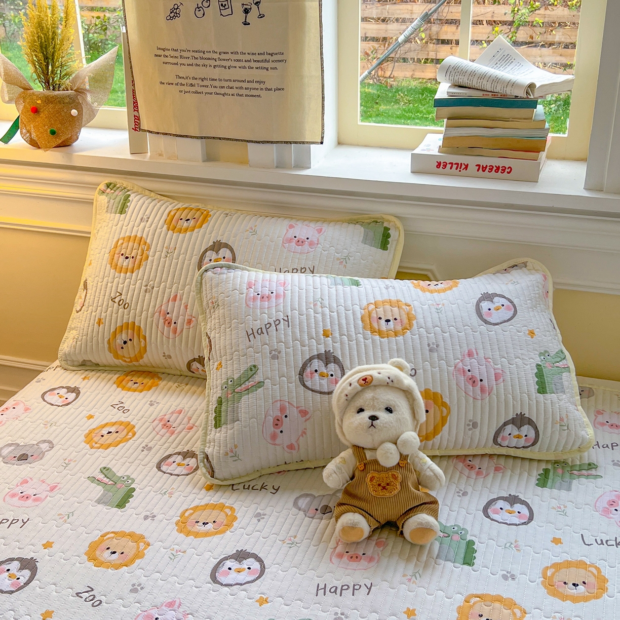 91家纺网 家纺一手货源 找家纺 梵克保罗 2026新款A类小清新四季可用学生宿舍床单  单件夹棉炕盖床盖炕毯三件套 幸运乐园