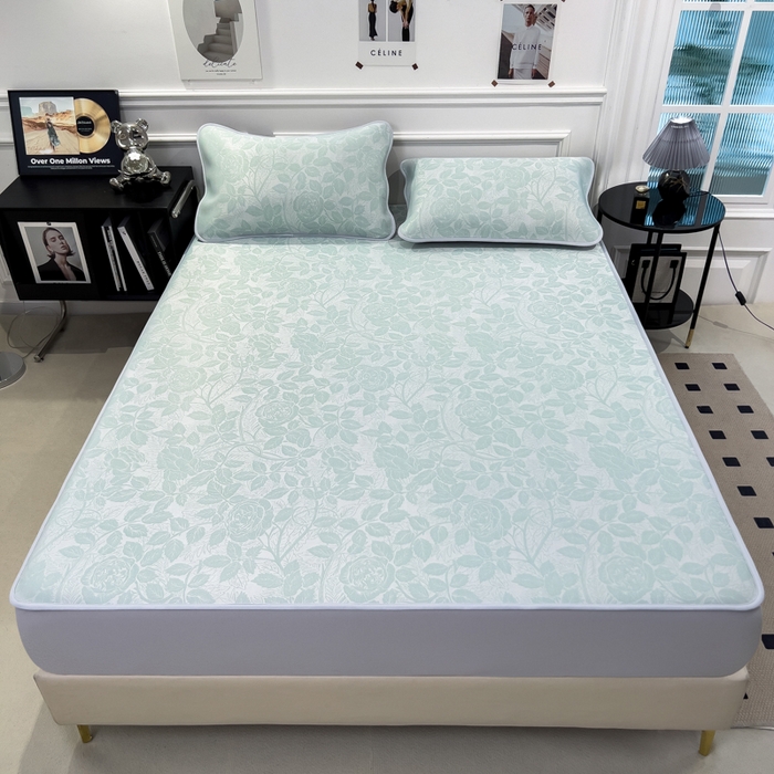 91家纺网 家纺一手货源 找家纺 （总）倾慕 2026新款提花凉感凉席床笠款三件套系列