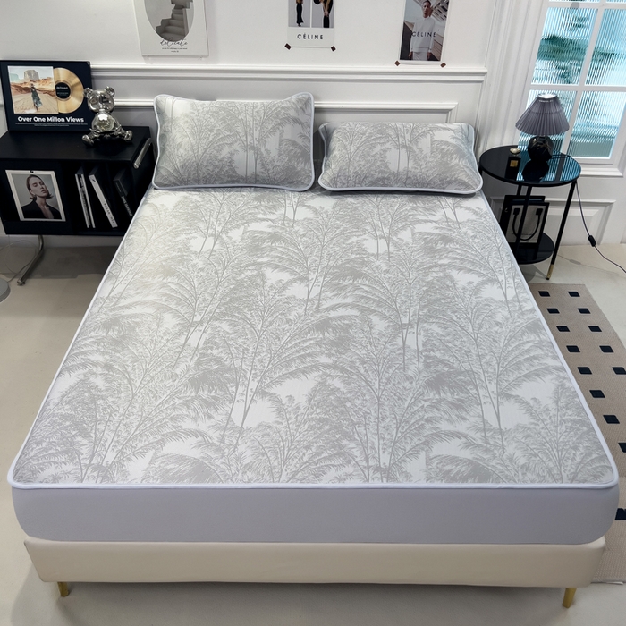 91家纺网 家纺一手货源 找家纺 （总）倾慕 2026新款提花凉感凉席床笠款三件套系列