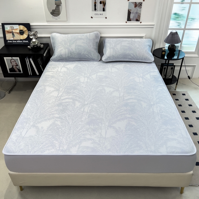 91家纺网 家纺一手货源 找家纺 （总）倾慕 2026新款提花凉感凉席床笠款三件套系列