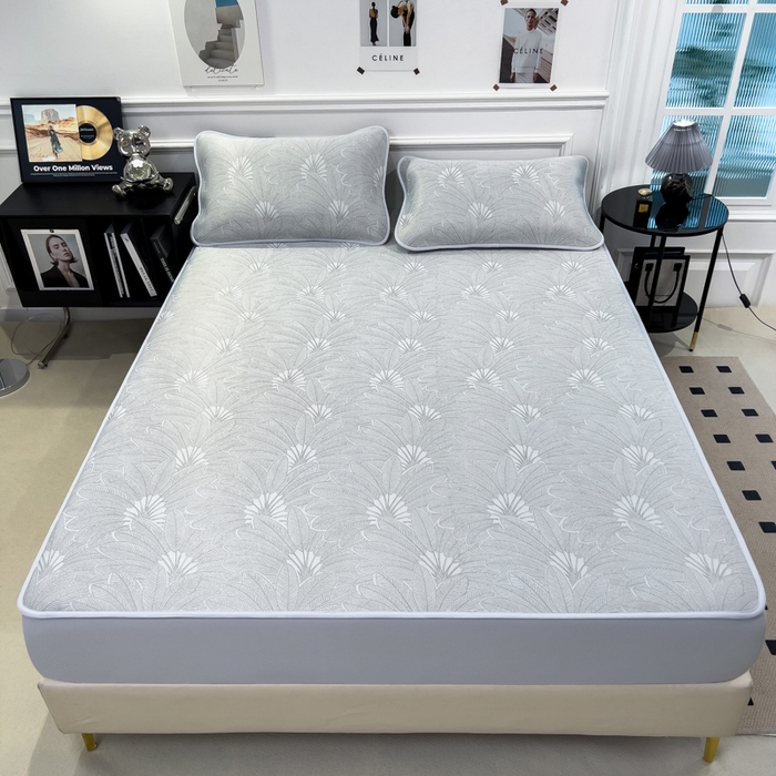 91家纺网 家纺一手货源 找家纺 （总）倾慕 2026新款提花凉感凉席床笠款三件套系列