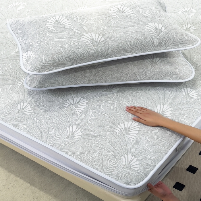 91家纺网 家纺一手货源 找家纺 （总）倾慕 2026新款提花凉感凉席床笠款三件套系列