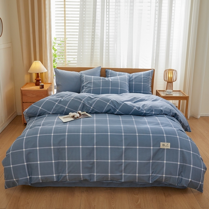 91家纺网 家纺一手货源 找家纺 恋人优选 2026新款40支13070全棉纯棉四件套 海蓝格