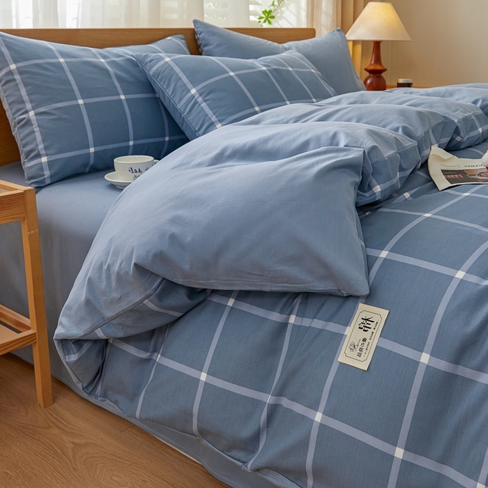 91家纺网 家纺一手货源 找家纺 恋人优选 2026新款40支13070全棉纯棉四件套 海蓝格