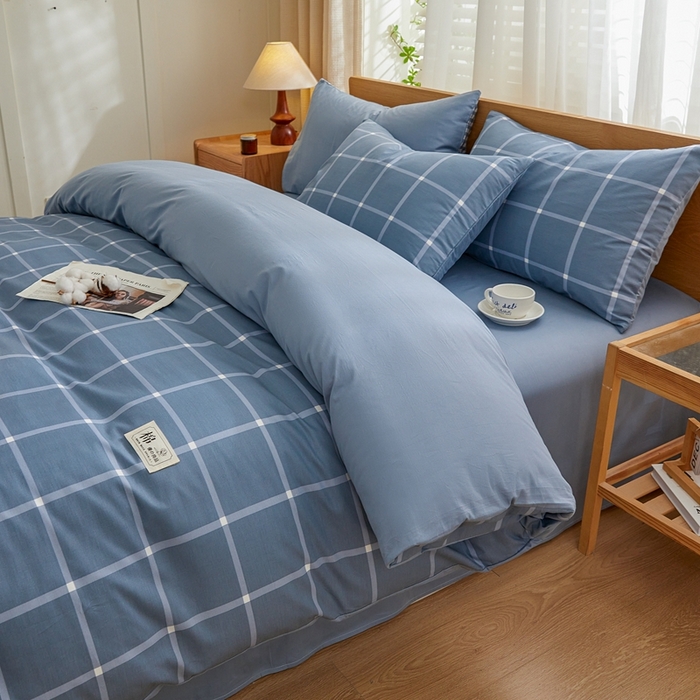 91家纺网 家纺一手货源 找家纺 恋人优选 2026新款40支13070全棉纯棉四件套 海蓝格