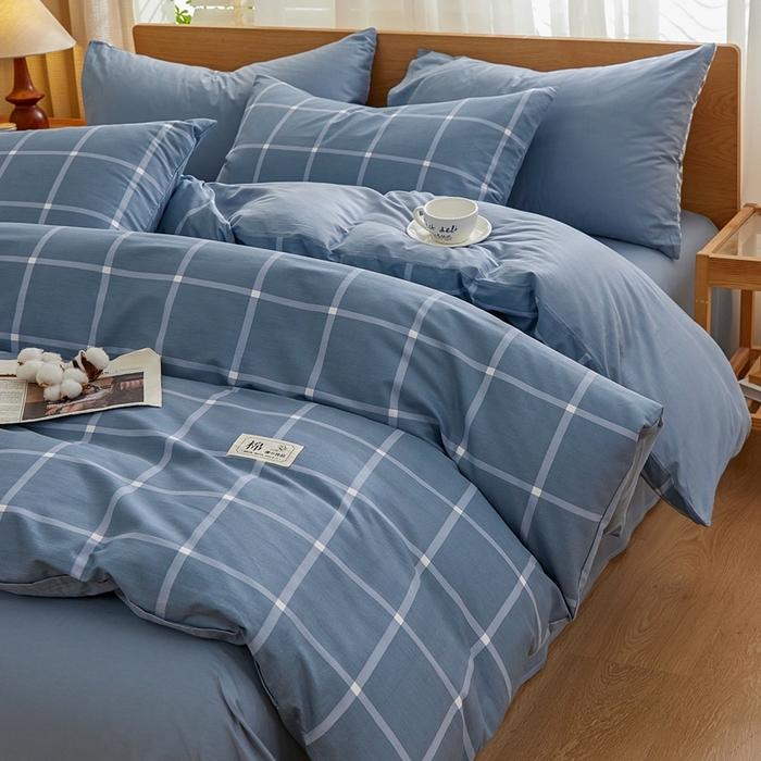 91家纺网 家纺一手货源 找家纺 恋人优选 2026新款40支13070全棉纯棉四件套 海蓝格