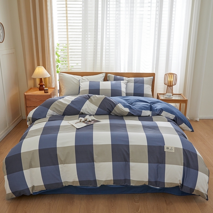 91家纺网 家纺一手货源 找家纺 恋人优选 2026新款40支13070全棉纯棉四件套 兰大格