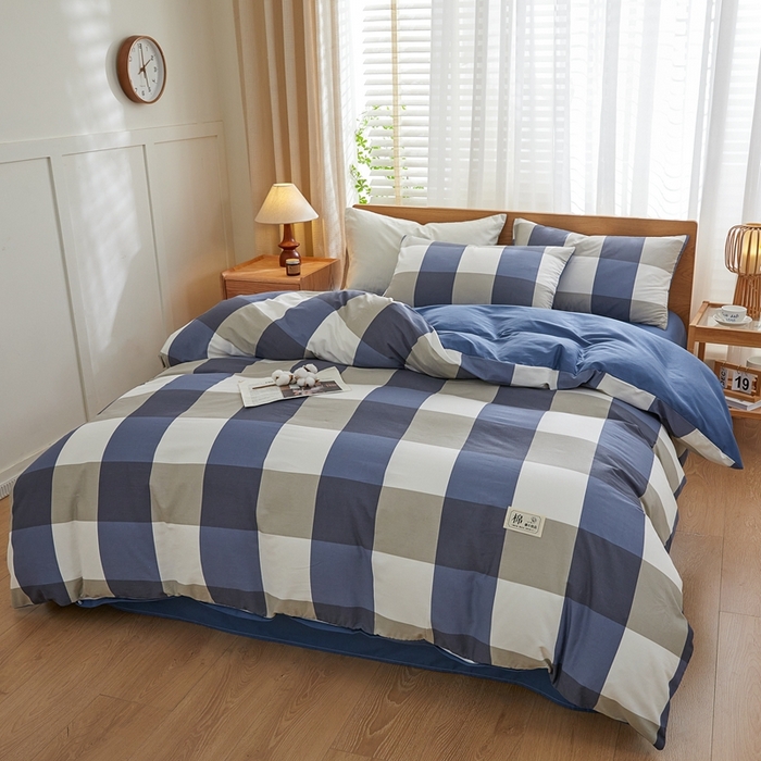 91家纺网 家纺一手货源 找家纺 恋人优选 2026新款40支13070全棉纯棉四件套 兰大格