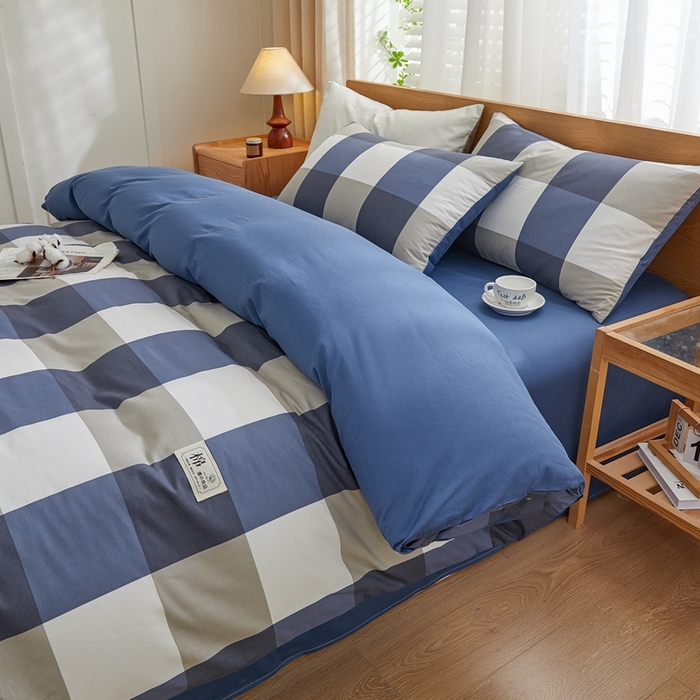 91家纺网 家纺一手货源 找家纺 恋人优选 2026新款40支13070全棉纯棉四件套 兰大格